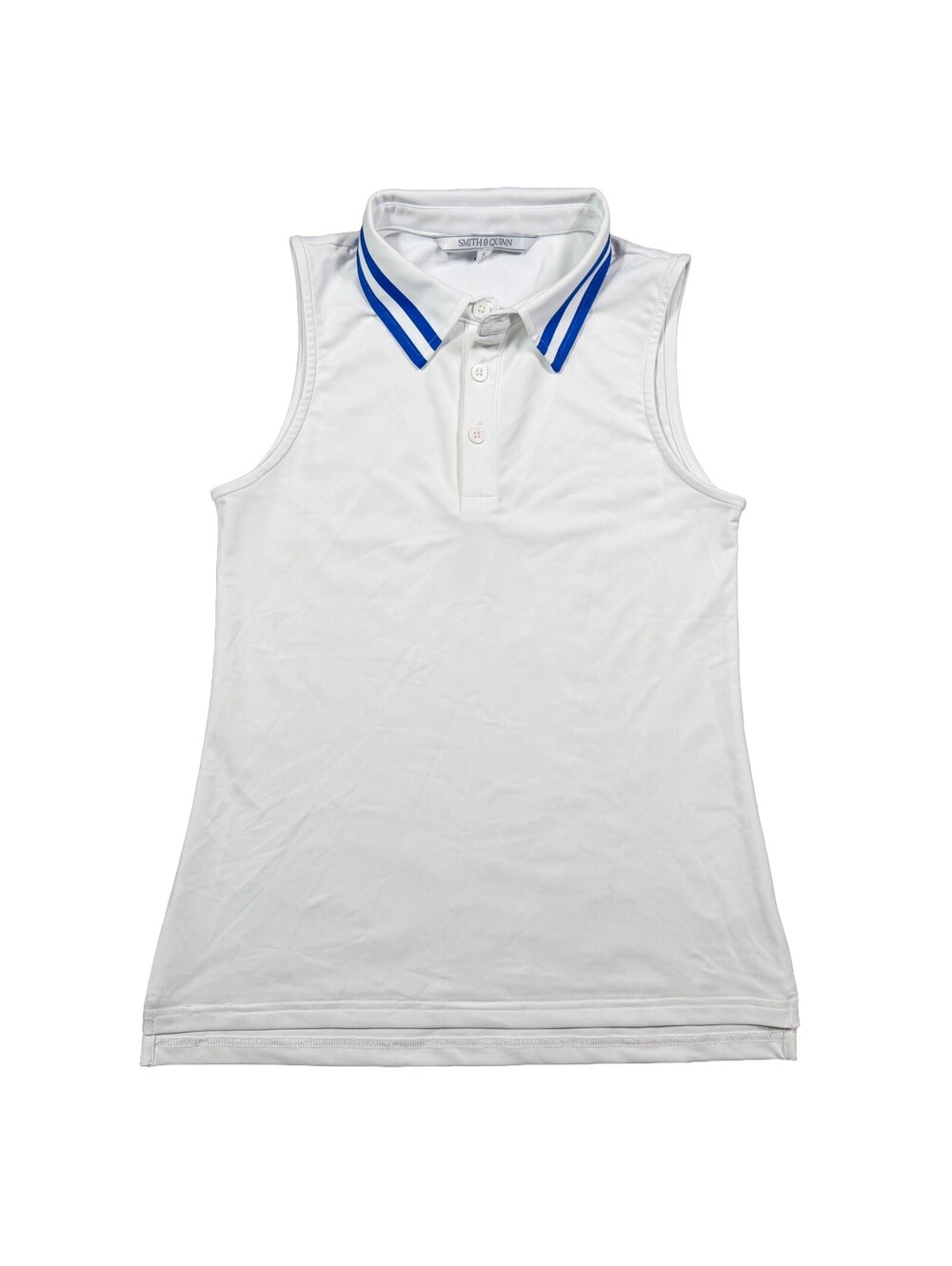 Smith & Quinn Womens S White Blue Sleeveless Tennis Golf Polo Tank Shirt Stretch